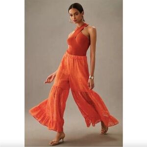 Anthropologie Vibrant Orange Wide Leg